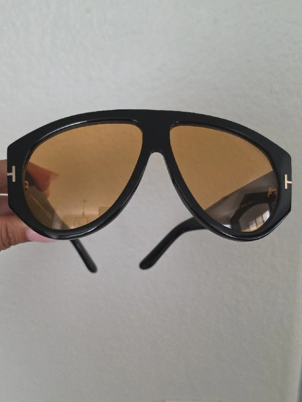 Tom Ford Black Shield Sunglasses with Brown Lenses